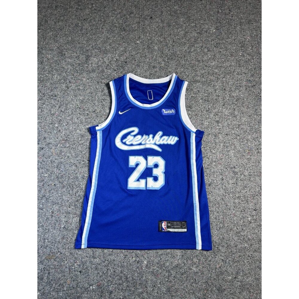 Lebron James Jersey #23 Crenshaw Men 44 Blue Wish Swingman Basketball Engineered
